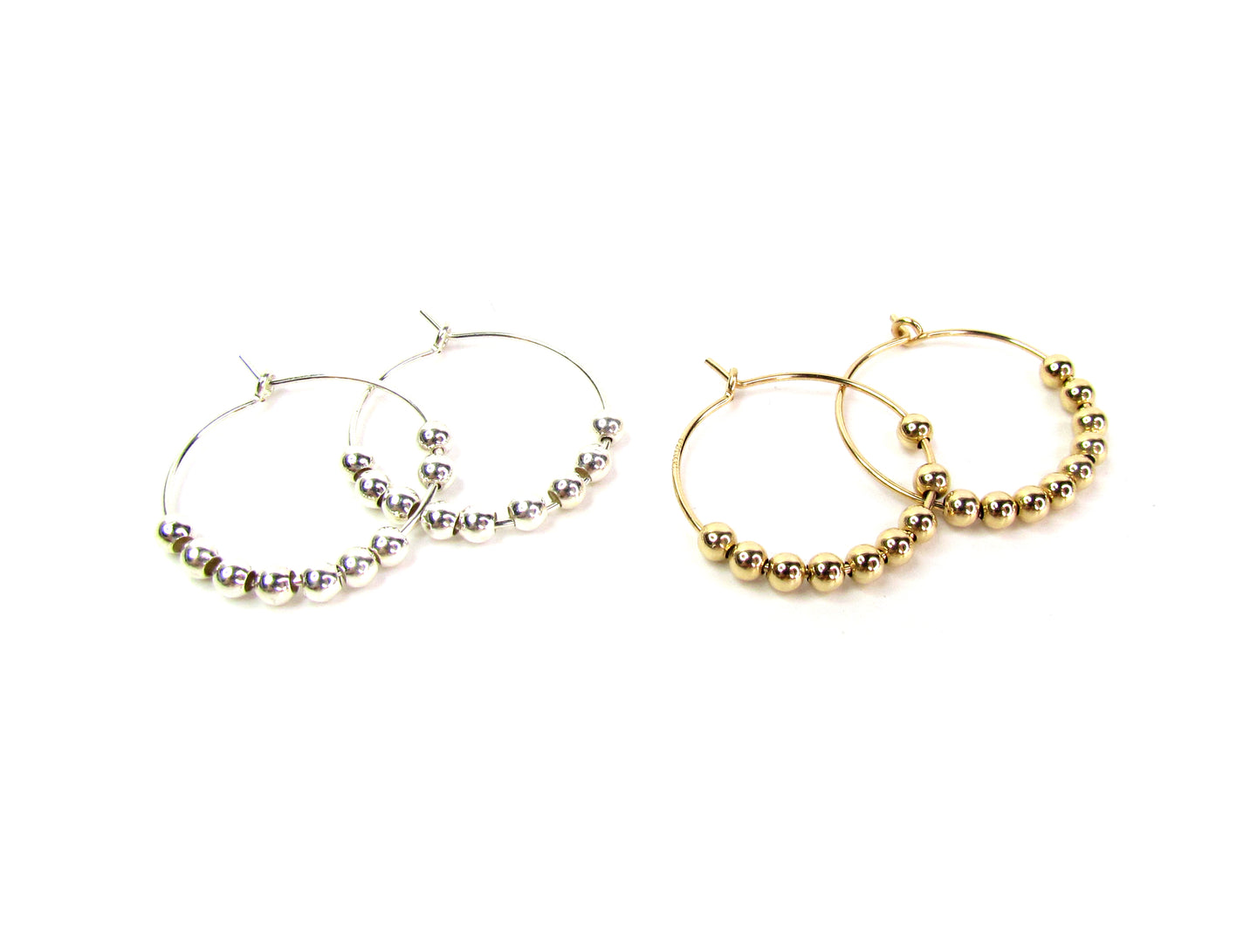 Beaded Hoop Earrings | Skinny Wire Bead Hoop